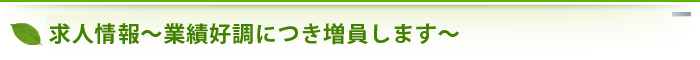 求人情報～業績好調につき増員します～